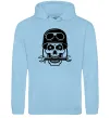 Мужская толстовка (худи) Skull in helmet Голубой фото