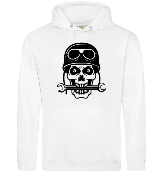 Жіноча толстовка (худі) Skull in helmet Білий фото