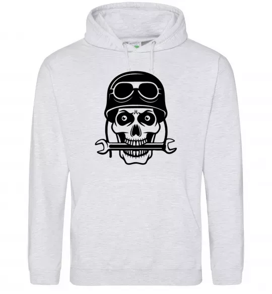 Жіноча толстовка (худі) Skull in helmet Сірий меланж фото