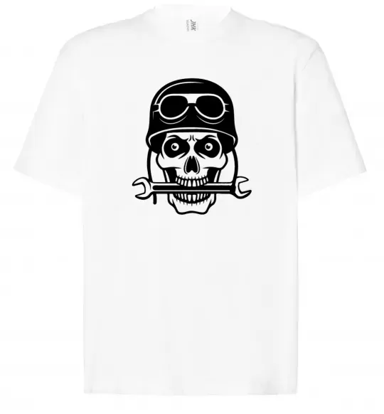 Футболка Оверсайз Skull in helmet Білий фото