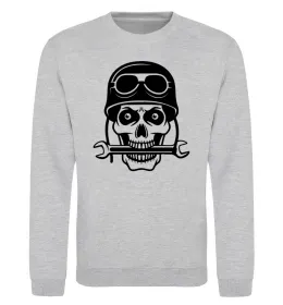 Світшот Skull in helmet Сірий меланж фото