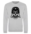 Світшот Skull in helmet Сірий меланж фото