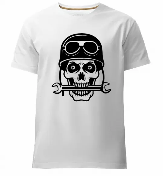 Чоловіча преміум футболка Skull in helmet Білий фото