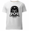 Чоловіча преміум футболка Skull in helmet Білий Чоловіча преміум футболка Skull in helmet Білий фото