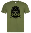 Мужская футболка Skull in helmet Оливковый Мужская футболка Skull in helmet Оливковый фото
