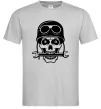 Мужская футболка Skull in helmet Серый Мужская футболка Skull in helmet Серый фото