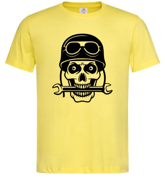 Мужская футболка Skull in helmet Лимонный фото