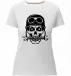 Женская премиум футболка Skull in helmet Белый Женская премиум футболка Skull in helmet Белый фото