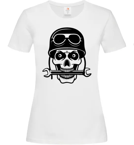 Жіноча футболка Skull in helmet Білий фото
