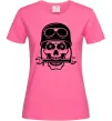 Жіноча футболка Skull in helmet Яскраво-рожевий фото