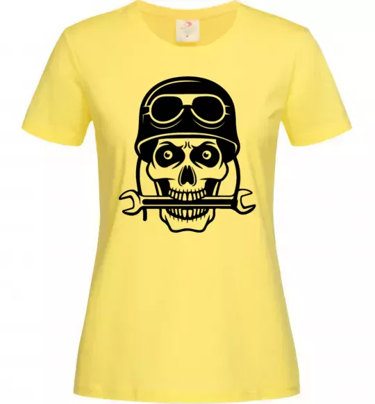Жіноча футболка Skull in helmet Лимонний фото