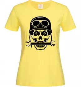 Жіноча футболка Skull in helmet Лимонний фото