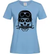 Жіноча футболка Skull in helmet Блакитний фото