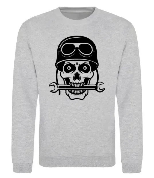 Світшот Skull in helmet Сірий меланж фото