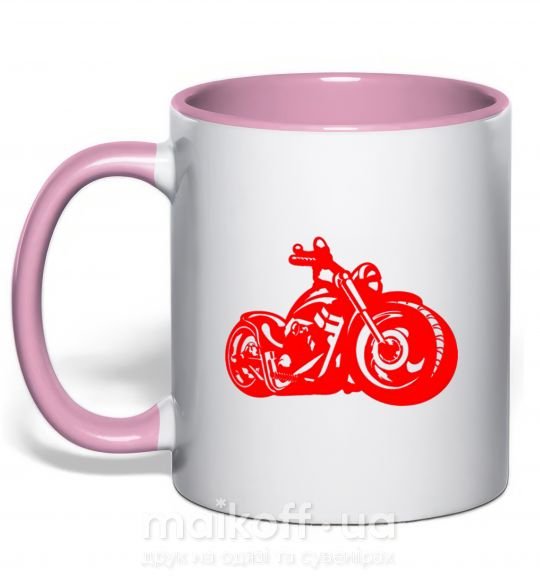Чашка з кольоровою ручкою Motorbike Ніжно рожевий фото