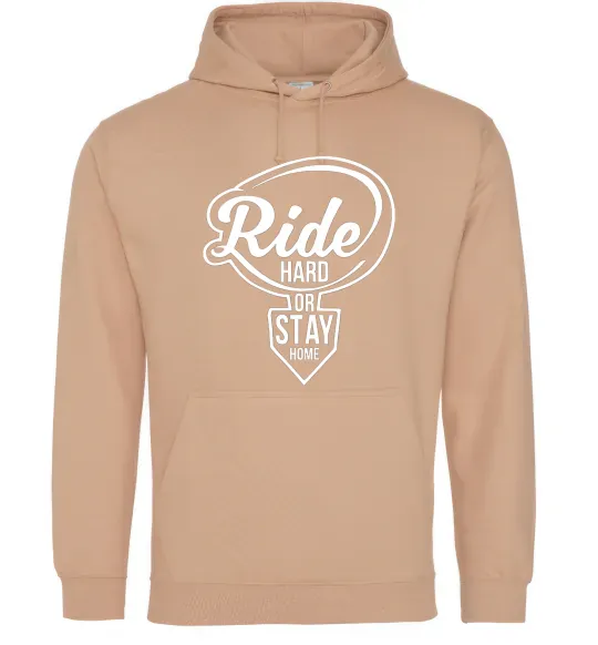Чоловіча толстовка (худі) Ride hard or stay home Пісочний фото