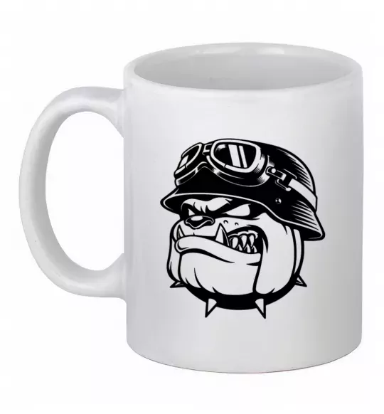 Чашка керамическая Bulldog biker Белый фото