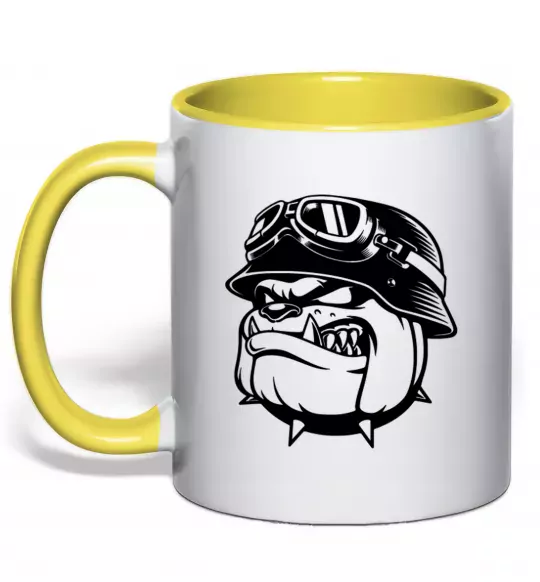 Чашка с цветной ручкой Bulldog biker Солнечно желтый фото