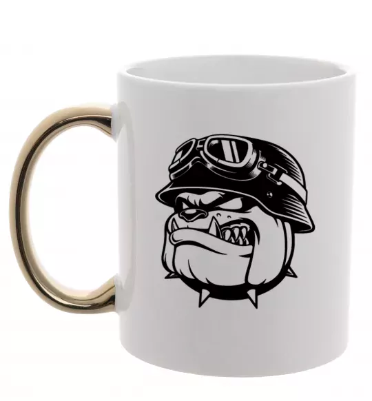 Чашка с цветной ручкой Bulldog biker Золото фото