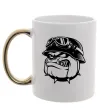 Чашка с цветной ручкой Bulldog biker Золото фото