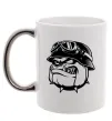 Чашка с цветной ручкой Bulldog biker Серебро фото
