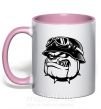 Чашка з кольоровою ручкою Bulldog biker Ніжно рожевий фото