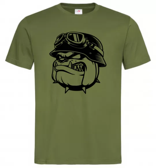 Чоловіча футболка Bulldog biker Оливковий фото