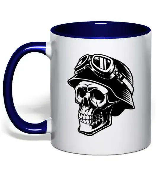 Чашка с цветной ручкой Motorcycle rider Глубокий темно-синий фото