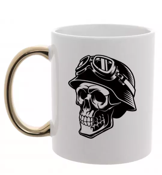 Чашка с цветной ручкой Motorcycle rider Золото фото