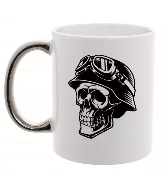 Чашка с цветной ручкой Motorcycle rider Серебро фото