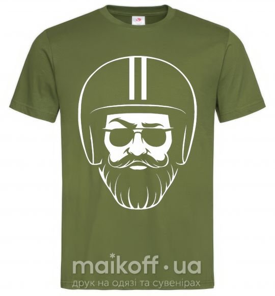 Мужская футболка Biker hipster Оливковый фото