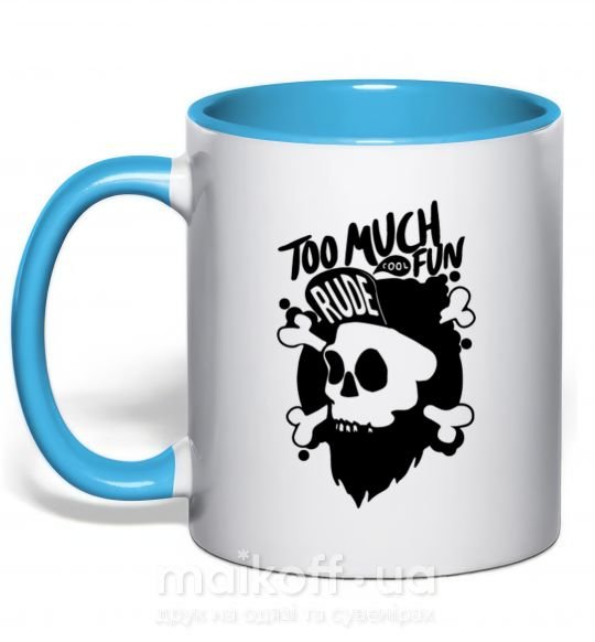 Чашка с цветной ручкой Bearded skull Голубой фото