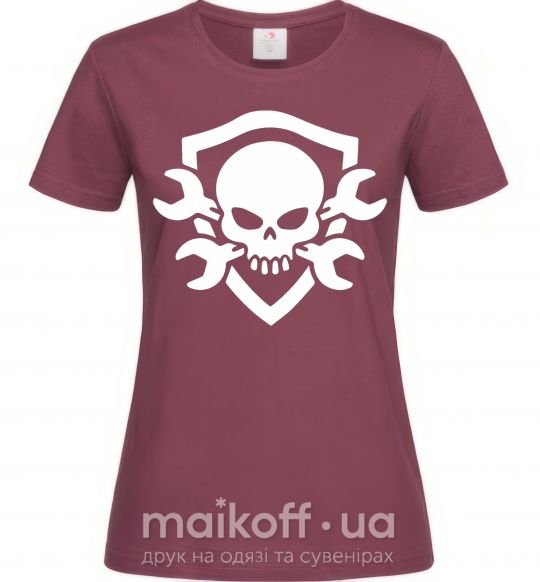 Женская футболка Skull sign Бордовый фото