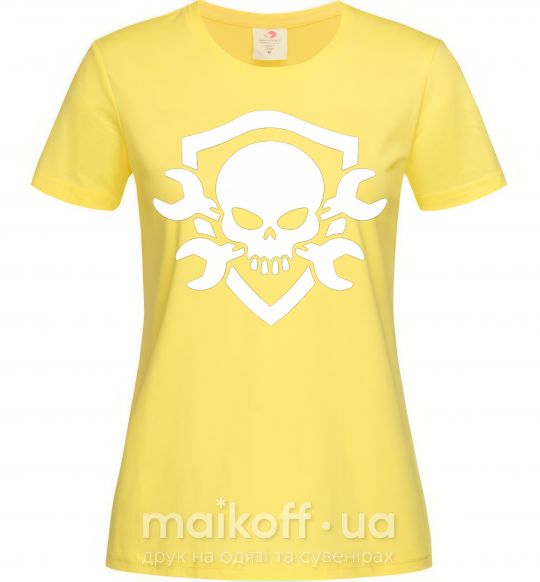 Женская футболка Skull sign Лимонный фото