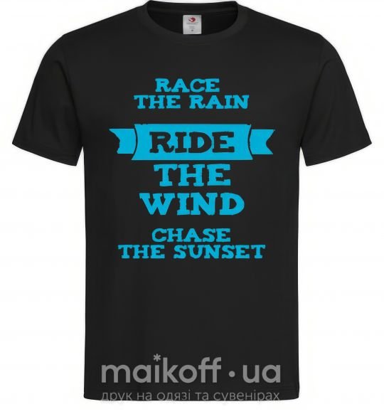 Чоловіча футболка Race the rain ride the wind chase the sunset Чорний фото