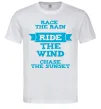 Чоловіча футболка Race the rain ride the wind chase the sunset Білий фото