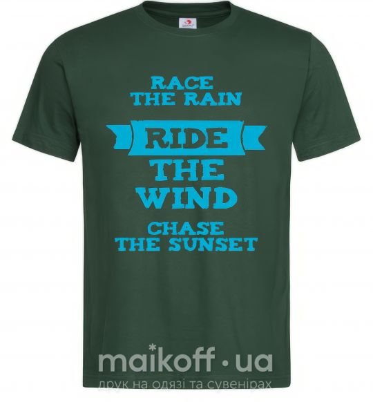 Чоловіча футболка Race the rain ride the wind chase the sunset Темно-зелений фото