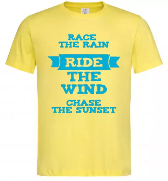 Чоловіча футболка Race the rain ride the wind chase the sunset Лимонний фото