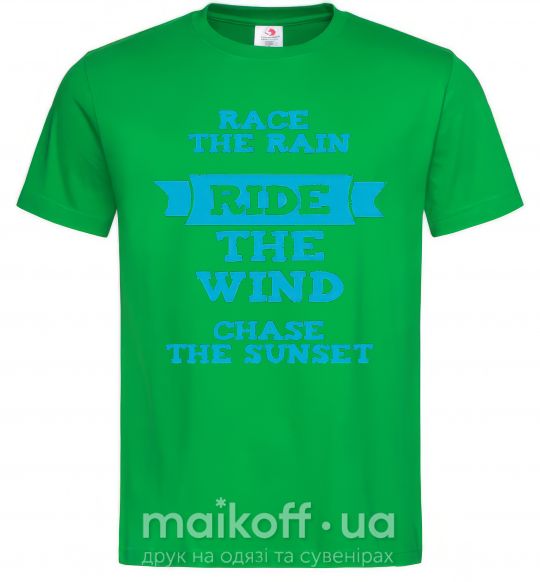 Чоловіча футболка Race the rain ride the wind chase the sunset Зелений фото