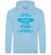 Мужская толстовка (худи) Race the rain ride the wind chase the sunset Голубой фото