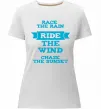 Жіноча преміум футболка Race the rain ride the wind chase the sunset Білий фото
