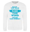 Свитшот Race the rain ride the wind chase the sunset Белый фото