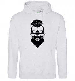 Мужская толстовка (худи) Skull biker Серый меланж фото
