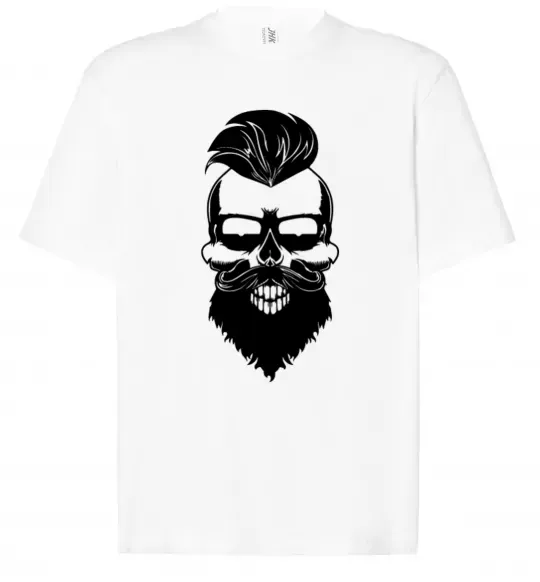 Футболка Оверсайз Skull biker Белый фото