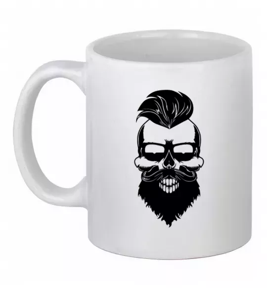 Чашка керамічна Skull biker Білий фото