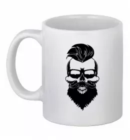 Чашка керамическая Skull biker Белый фото