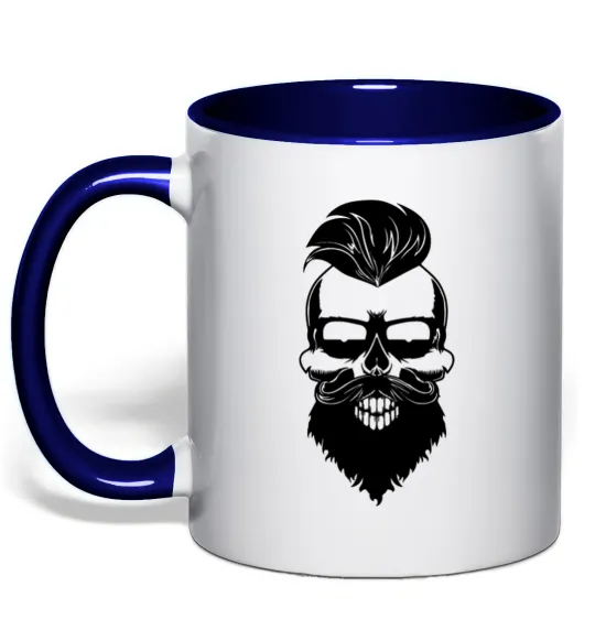 Чашка з кольоровою ручкою Skull biker Глибокий темно-синій фото