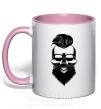 Чашка с цветной ручкой Skull biker Нежно розовый фото