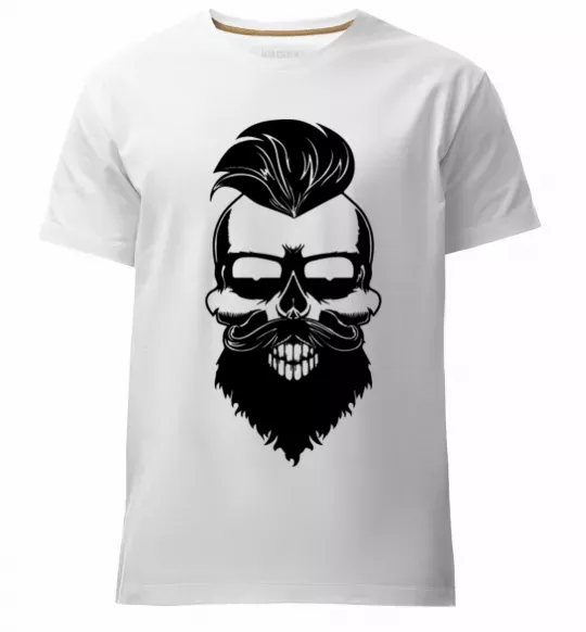 Мужская премиум футболка Skull biker Белый фото