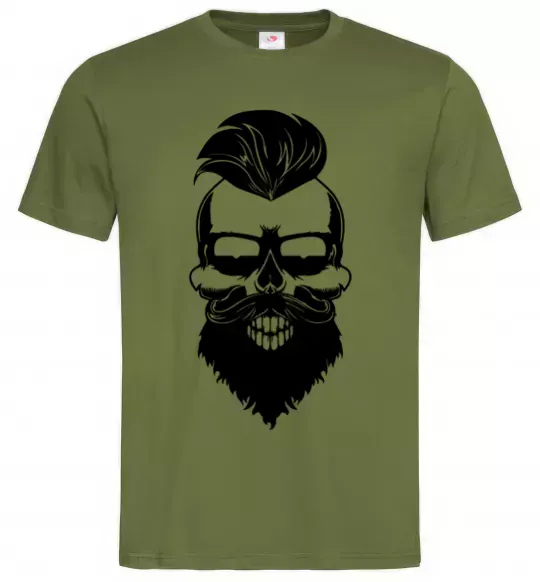 Чоловіча футболка Skull biker Оливковий фото